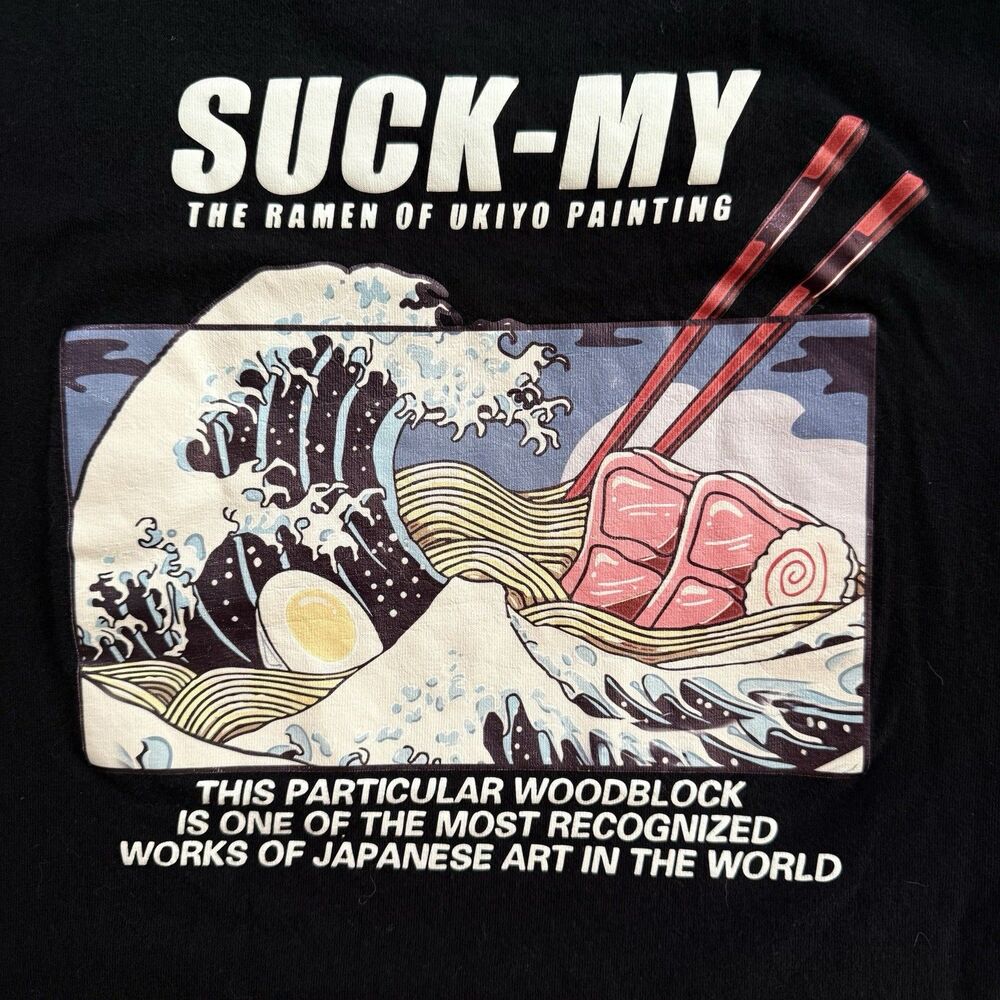 Suck-My Ramen Ukiyo Painting Waves Of Kanagawa T Shirt Men’s Medium M